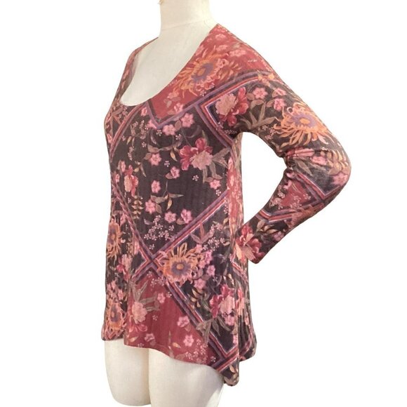 Soft Surroundings Ribbed Knit Floral Swing Tunic Top Sz PM 112E - Picture 4 of 8